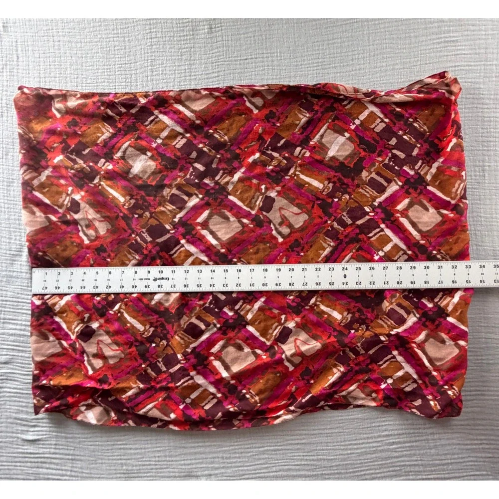 Womens Abstract Geometric Infinity Scarf Pink Orange Burgundy Lightweight Loop